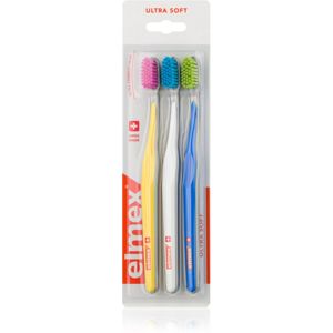 Elmex Swiss Made zubní kartáčky ultra soft Yellow + White + Blue 3 ks