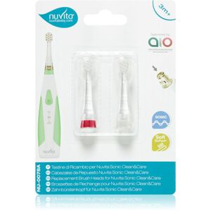 Nuvita Sonic Clean&Care Replacement Brush Heads náhradní hlavice pro sonický bateriový zubní kartáček pro miminka Sonic Clean&Care Small Red/White 3 m