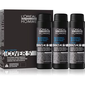 L’Oréal Professionnel Homme Cover 5' tónovací barva na vlasy 3 ks odstín 3 Dark Brown 3x50 ml
