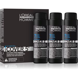 L’Oréal Professionnel Homme Cover 5' tónovací barva na vlasy 3 ks odstín 7 Blond 3x50 ml