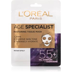 L’Oréal Paris Age Specialist 55+ plátýnková maska pro intenzivní vypnutí a rozjasnění pleti