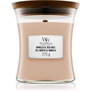 Woodwick Vanilla & Sea Salt vonná svíčka s dřevěným knotem 275 g