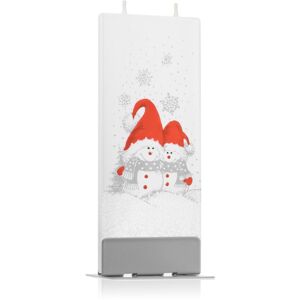 Flatyz Holiday Two Snowmen with Red Hats dekorativní svíčka 6x15 cm