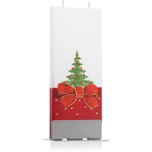 Flatyz Holiday Christmas Tree and Red Ribbon dekorativní svíčka 6x15 cm