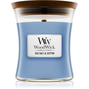 Woodwick Sea Salt & Cotton vonná svíčka s dřevěným knotem 275 g