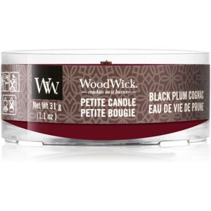 Woodwick Black Plum votivní svíčka s dřevěným knotem 31 g