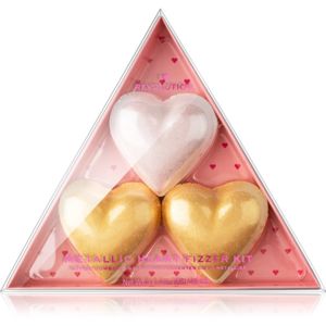 I Heart Revolution Fizzer Kit Mettalic Heart barevné šumivé tablety do koupele 120 g