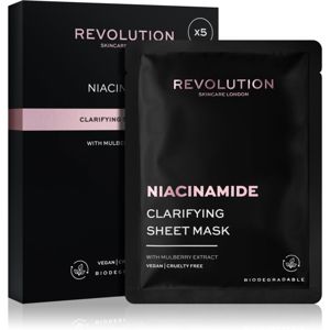 Revolution Skincare Niacinamide Clarifying sada plátýnkových masek pro problematickou pleť, akné 5 ks