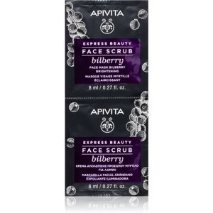 Apivita Express Beauty Bilberry intenzivní čisticí peeling pro rozjasnění pleti 2 x 8 ml