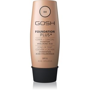 Gosh Foundation Plus+ přirozeně krycí hydratační make-up SPF 15 odstín 004 Natural 30 ml