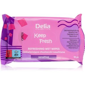 Delia Cosmetics Keep Fresh Sensitive osvěžující vlhčené ubrousky 15 ks