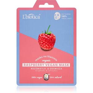 L’biotica Vegan Organic Raspberry rozjasňující plátýnková maska 1 ks