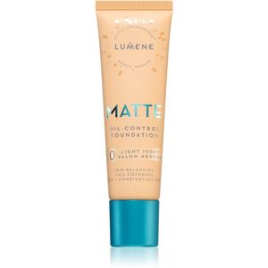 Lumene Matte Oil-Control fluidní make-up pro mastnou a smíšenou pleť odstín 0 Light Ivory 30 ml
