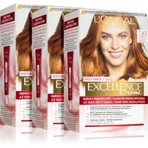 L’Oréal Paris Excellence Creme barva na vlasy 7,43 Blonde Copper odstín