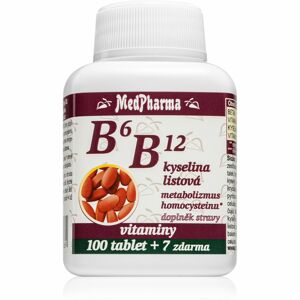 MedPharma B6, B12 + kyselina listová doplněk stravy pro podporu energetického metabolismu 107 ks