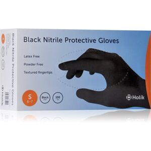 Holík Nitril Black nitrilové nepudrované ochranné rukavice velikost S 100 ks