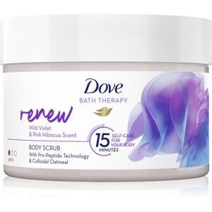 Dove Bath Therapy Renew jemný tělový peeling Wild Violet & Pink Hibiscut 295 ml