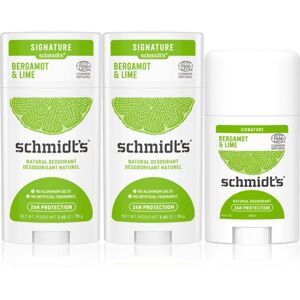 Schmidt's Bergamot + Lime tuhý deodorant 2x 75 g + 1x 40 g (výhodné balení)