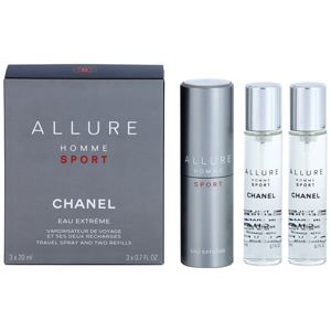 Chanel Allure Homme Sport Eau Extreme toaletní voda (1x plnitelná + 2x náplň) pro muže 3 x 20 ml