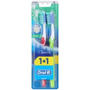 Oral B 3D White Fresh zubní kartáčky medium 2 ks Dark Pink & Green 2 ks